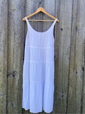 ARITZIA WILFRED FREE tiered organic cotton sleeveless midi dress white
